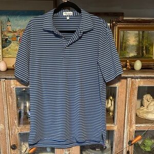 Peter Millar Men's Striped Polo Shirt - Blue and Black
